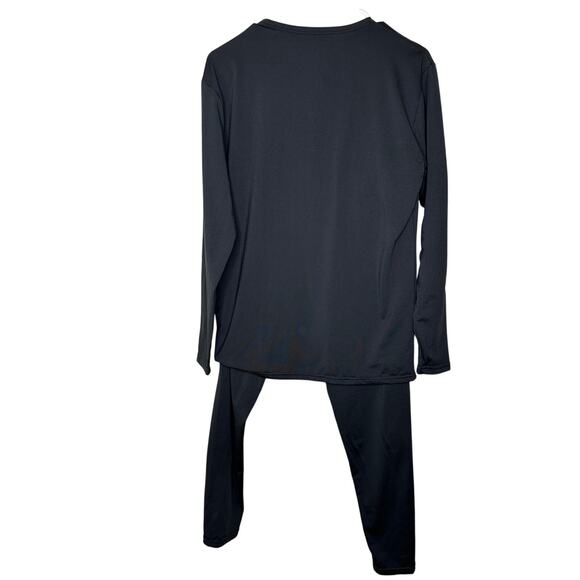 Thermajohn Men's Medium Black Crew Thermal Set Ultrasoft Fleece Top Pants Base - Picture 4 of 15